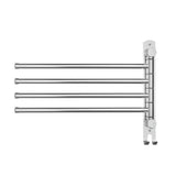 Towel Rail Rack Holder 4 Bars Wall Mounted Stainless Steel Swivel Hanging Hook - Cefito