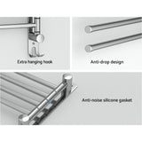 Towel Rail Rack Holder 4 Bars Wall Mounted Stainless Steel Swivel Hanging Hook - Cefito