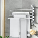 Towel Rail Rack Holder 4 Bars Wall Mounted Stainless Steel Swivel Hanging Hook - Cefito