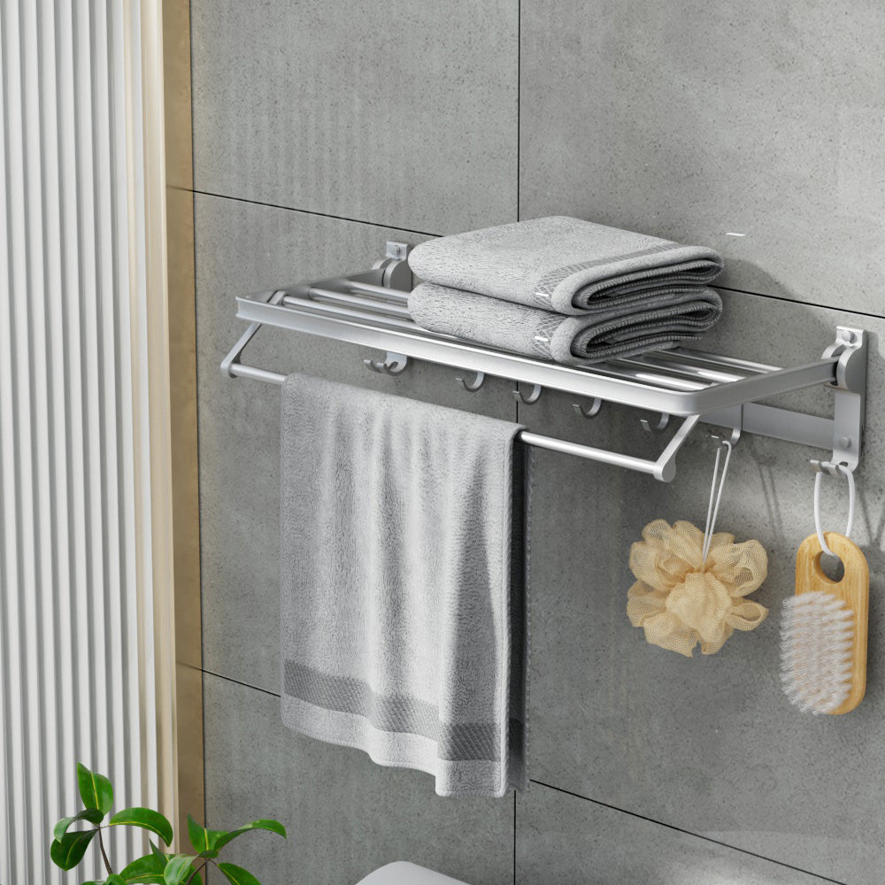 Towel Rail Rack Holder Bars Wall Mounted Aluminium Foldable