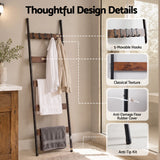 Cefito 5-Tier Blanket Ladder for Bathroom, Quilt Rack with Hooks & Anti-Tip- Black - Cefito