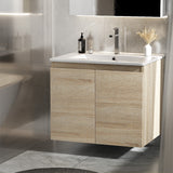 Cefito Vanity Unit Basin Cabinet Storage Bathroom Wall Mounted Ceramic 600mm Oak - Cefito