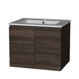 Cefito Bathroom Vanity Unit Ceramic Basin Cabinet Wall Mounted Storage 600mm Walnut - Cefito
