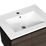 Cefito Bathroom Vanity Unit Ceramic Basin Cabinet Wall Mounted Storage 600mm Walnut - Cefito