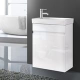 Cefito 400mm Bathroom Vanity Basin Cabinet Sink Storage Wall Hung Ceramic Basins Wall Mounted White - Cefito