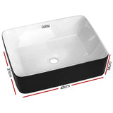 Cefito Ceramic Bathroom Basin Sink Vanity Above Counter Basins Bowl Black White - Cefito