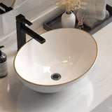 Cefito Bathroom Basin Ceramic Vanity Sink Hand Wash Bowl Gold Line 41x34cm - Cefito