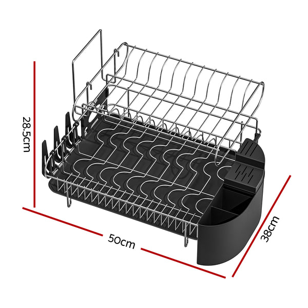 Cefito Dish Rack Drying Drainer Cup Holder Cutlery Tray Kitchen Organiser 2-Tier - Cefito