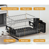 Cefito Dish Rack Drying Drainer Cup Holder Cutlery Tray Kitchen Organiser 2-Tier - Cefito