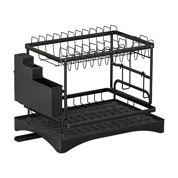Cefito Dish Rack Expandable Drying Drainer Cutlery Holder Tray Kitchen 2 Tiers - Cefito