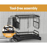 Cefito Dish Rack Expandable Drying Drainer Cutlery Holder Tray Kitchen 2 Tiers - Cefito