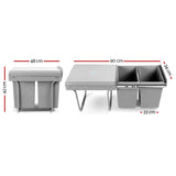 Cefito 2 x 20L Pull Out Bin Grey