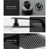 Cefito WELS 8 Rain Shower Head Set Bathroom Gooseneck Square Taps Hand Held High Pressure DIY Black