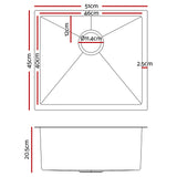 Cefito 510mm x 450mm Stainless Steel Sink