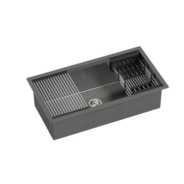 Cefito Kitchen Sink 81X45CM Stainless Steel Single Bowl Drain Rack Basket Black - Cefito
