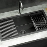 Cefito Kitchen Sink 81X45CM Stainless Steel Single Bowl Drain Rack Basket Black - Cefito