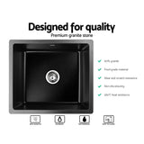 Cefito 460mm x 410mm Granite Stone Sink Black