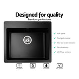 Cefito 570mm x 500mm Granite Stone Sink Black