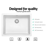 Cefito Granite Stone Kitchen Laundry Sink Bowl Top or Under Mount 610mm x 470mm White