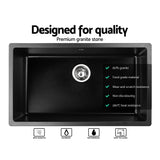 Cefito 790mm x 450mm Granite Stone Sink Black