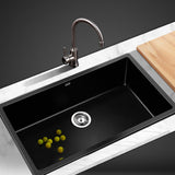 Cefito 790mm x 450mm Granite Stone Sink Black