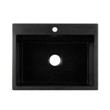 Cefito Kitchen Sink Granite Stone Sinks Basin Single Bowl Black 600mmx470mm - Cefito