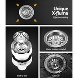 Cefito Kitchen Sink Granite Stone Sinks Basin Single Bowl Black 600mmx470mm - Cefito