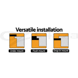 Cefito Granite Stone Kitchen Laundry Sink Bowl Top or Under Mount Round 430mm x 200mm Black