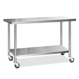 Cefito 304 Stainless Steel Kitchen Benches Work Bench Food Prep Table with Castor Wheels 1524mm x 610mm