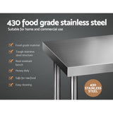 Cefito 610 x 610m Commercial Stainless Steel Kitchen Bench - Cefito