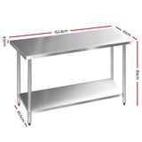 Cefito 610mm x 1524mm Commercial Stainless Steel Kitchen Bench