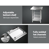 Cefito 762mm x 762mm Commercial Stainless Steel Kitchen Bench