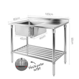 Cefito 100cm x 60cm Commercial Stainless Steel Sink Kitchen Bench
