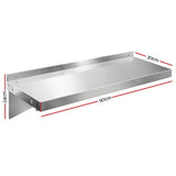 Cefito Stainless Steel Wall Shelf Kitchen Shelves Rack Mounted Display Shelving 900mm