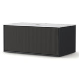 Cefito Vanity Unit 900mm Bathroom Cabinet Storage Wall Hung Grooved Timber Black - Cefito