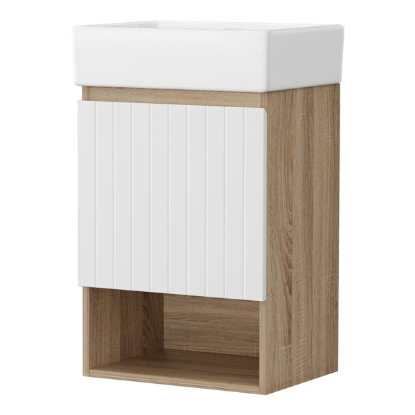 Cefito Vanity Unit 445mm Basin Bathroom Cabinet Storage Wall Hung Sink White - Cefito