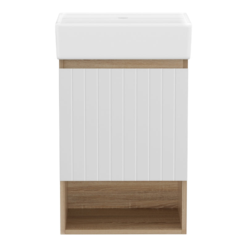 Cefito Vanity Unit 445mm Basin Bathroom Cabinet Storage Wall Hung Sink White - Cefito