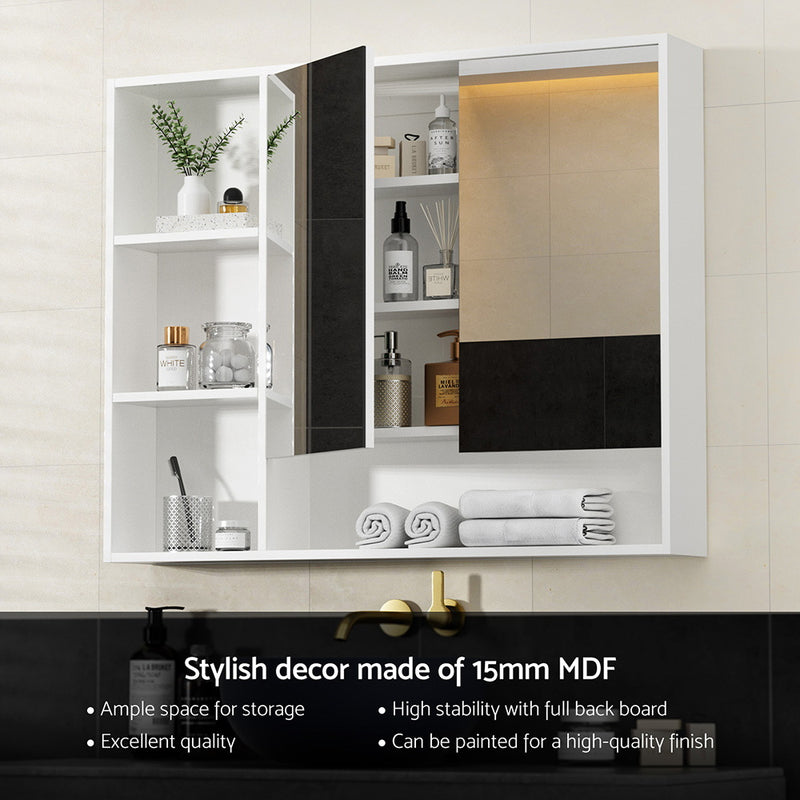 Cefito Bathroom Mirror Cabinet 100CM Vanity Medicine Wall Mounted Storage White - Cefito