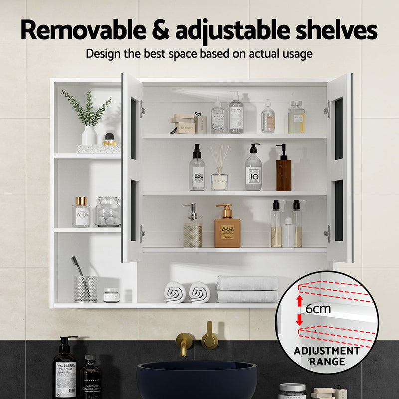 Cefito Bathroom Mirror Cabinet 100CM Vanity Medicine Wall Mounted Storage White - Cefito