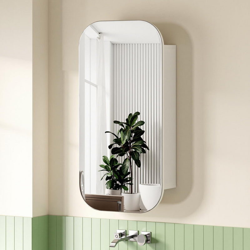 Cefito Bathroom Mirror Cabinet Medicine Shaving Arch Wall Hung 450x900mm White - Cefito