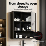 Cefito Bathroom Mirror Cabinet Mirrored Medicine Adjustable Shelf Wall Mounted 560mm Black - Cefito
