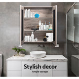 Cefito Bathroom Mirror Cabinet 600x720mm Vanity Medicine Shaving Makeup Natural - Cefito