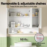 Cefito Bathroom Mirror Cabinet Medicine Adjustable Shelves Wall Hung 900x750mm White - Cefito