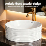 Cefito Bathroom Basin Vanity Sink Vessel Ceramic White Round Countertop 36cm - Cefito
