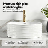 Cefito Bathroom Basin Vanity Sink Vessel Ceramic White Round Countertop 36cm - Cefito