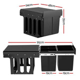 Cefito Pull Out Bin Kitchen Triple Slide Garbage Rubbish Bins Basket Blcak 31L - Cefito