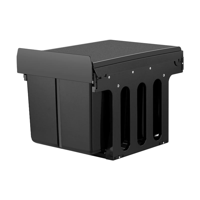 Cefito Pull Out Bin Kitchen Triple Slide Garbage Rubbish Bins Basket Blcak 31L - Cefito