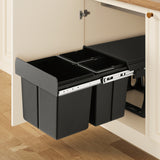 Cefito Pull Out Bin Kitchen Triple Slide Garbage Rubbish Bins Basket Blcak 31L - Cefito