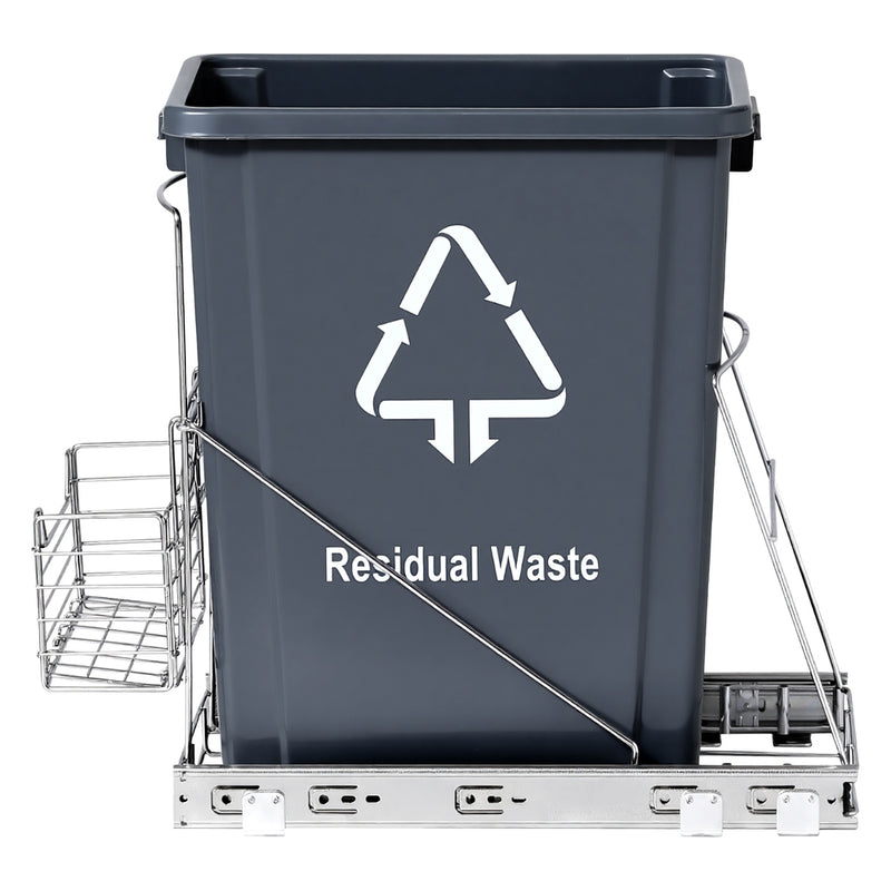 Cefito Pull Out Bin Kitchen Cabinet Slide Garbage Rubbish Bins Basket 40L Grey - Cefito