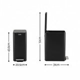 Cefito 15L Pedal Rubbish Bin Slim Carbon Steel Garbage Bin for Home Black - Cefito